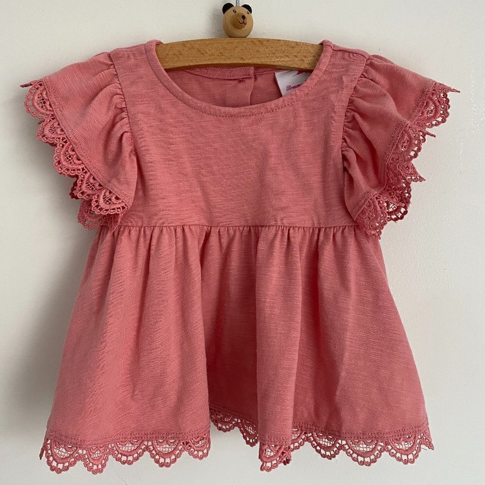 Tommy Bahama Girl Baby Cotton Pink Lace Trim Dress 12 Months